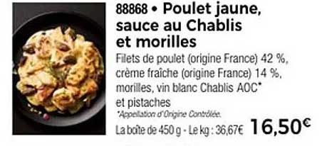Poulet jaune, sauce au Chablis et morilles