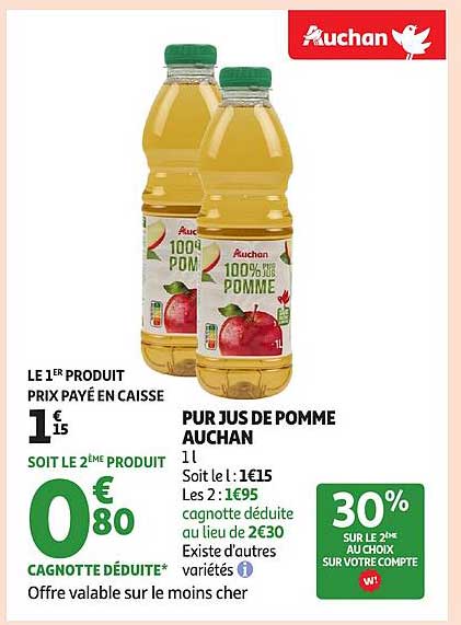 PUR JUS DE POMME AUCHAN
