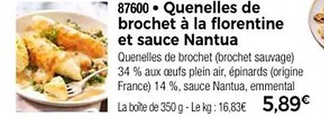 Quenelles de brochet à la florentine et sauce Nantua