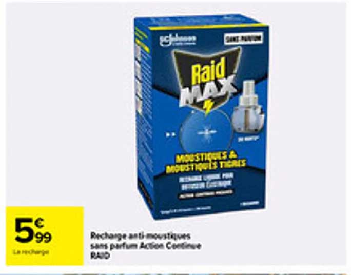 Recharge anti-moustiques sans parfum Action Continue RAID