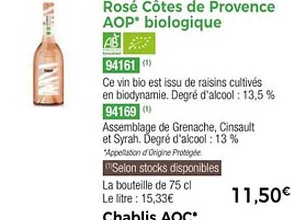 Rosé Côtes de Provence AOP* biologique