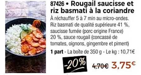 Rougail saucisse et riz basmati à la coriandre