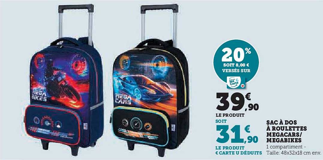 SAC À DOS À ROULETTES MEGACARS/MEGABIKE