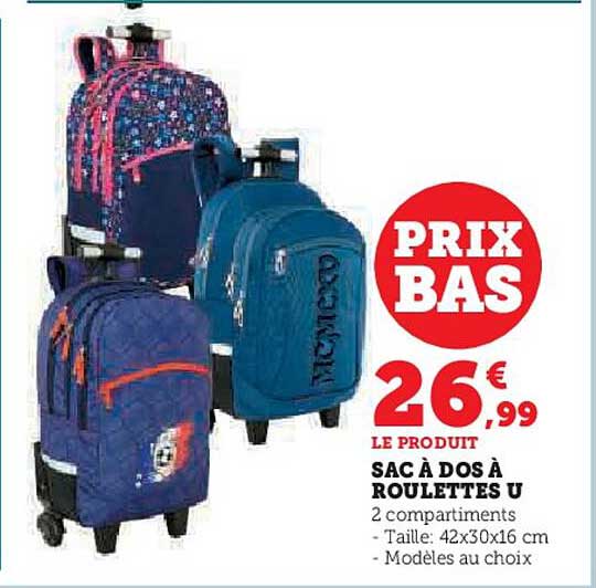Sac à dos à roulettes U