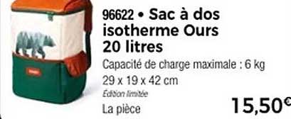 Sac à dos isotherme Ours 20 litres