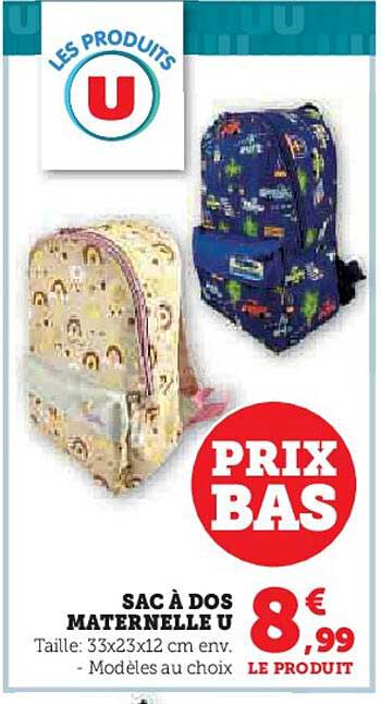 SAC À DOS MATERNELLE U