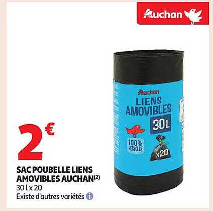 SAC POUBELLE LIENS AMOVIBLES AUCHAN