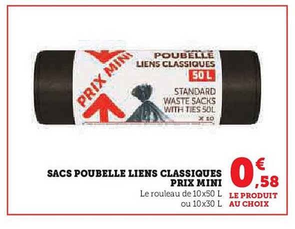 SACS POUBELLE LIENS CLASSIQUES PRIX MINI