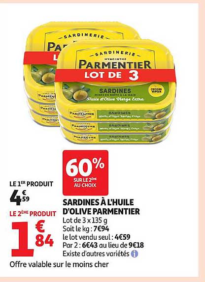 SARDINES À L’HUILE D’OLIVE PARMENTIER - LOT DE 3