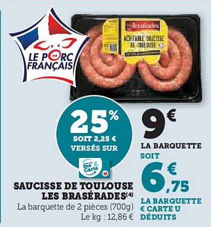 SAUCISSE DE TOULOUSE LES BRASARADES