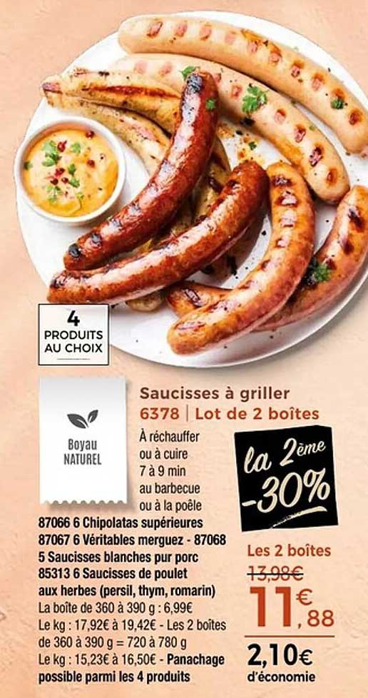 Saucisses à griller 6378  Lot de 2 boîtes