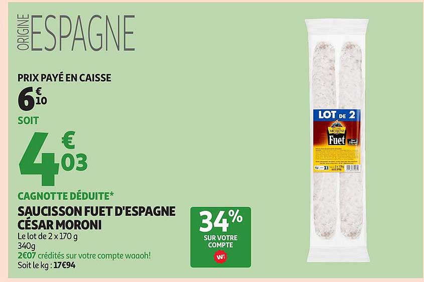 SAUCISSON FUET D'ESPAGNE CÉSAR MORONI