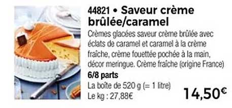 Saveur crème brûlée/caramel