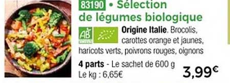 Sélection de légumes biologiques
