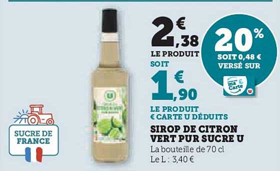 Sirop de Citron Vert Pur Sucre U