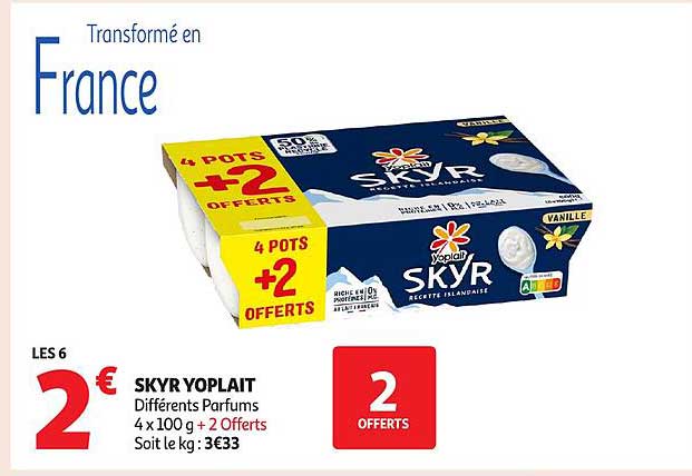 SKYR YOPLAIT Différents Parfums 4 x 100 g + 2 Offerts