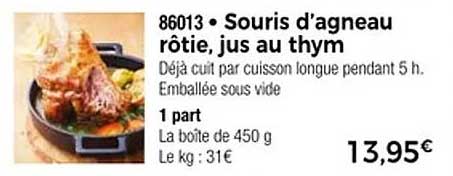Soupe d'agneau rôtie, jus au thym