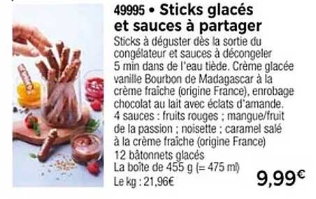 Sticks glacés et sauces à partager
