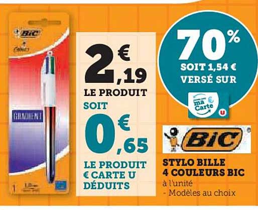 STYLO BILLE 4 COULEURS BIC