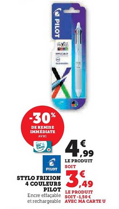 Stylos Frixion 4 couleurs Pilot