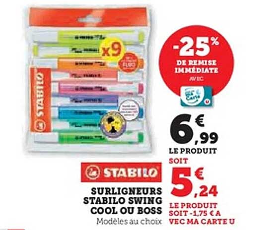 SURLIGNEURS STABILO SWING COOL OU BOSS