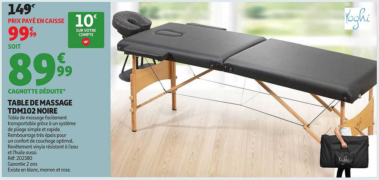TABLE DE MASSAGE TDM102 NOIRE