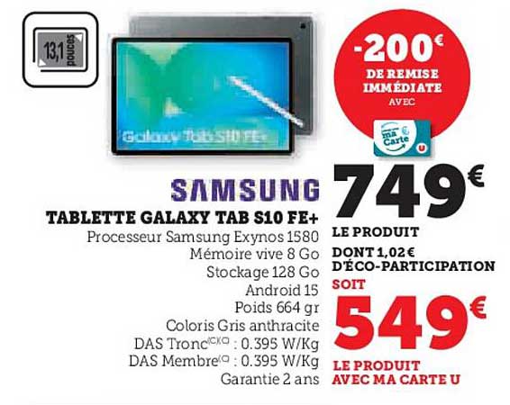 TABLETTE GALAXY TAB S10 FE+