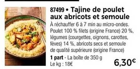 Tajine de poulet aux abricots et semoule