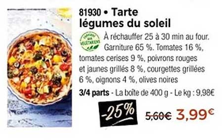 Tarte légumes du soleil