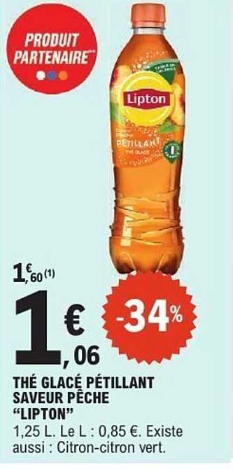 THÉ GLACÉ PÉTILLANT SAVEUR PÊCHE "LIPTON"