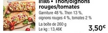 Thon/oignons rouges/tomates