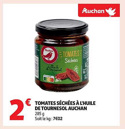 TOMATES SÉCHÉES À L'HUILE DE TOURNESOL AUCHAN
