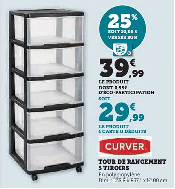 TOUR DE RANGEMENT 5 TIROIRS