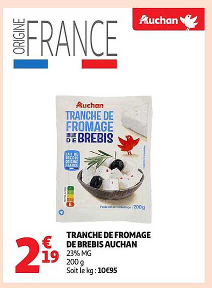 TRANCHE DE FROMAGE DE BREBIS AUCHAN