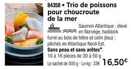 Trio de poissons pour choucroute de la mer