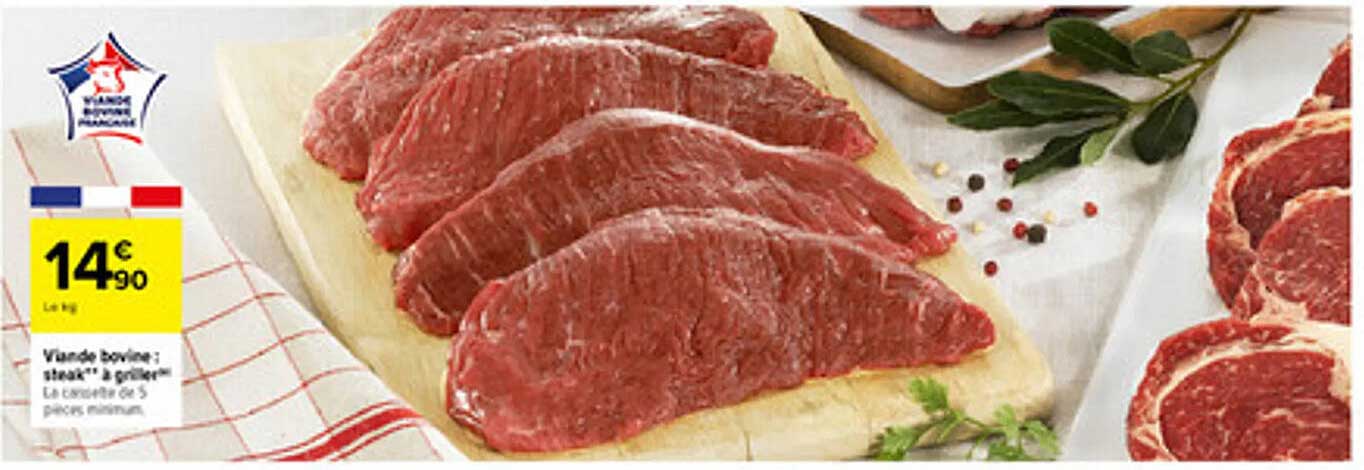 Viande bovine : steak à griller