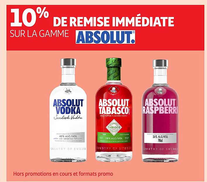 10% DE REMISE IMMÉDIATE SUR LA GAMME ABSOLUT.