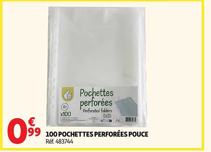 100 POCHETTES PERFORÉES POUCE