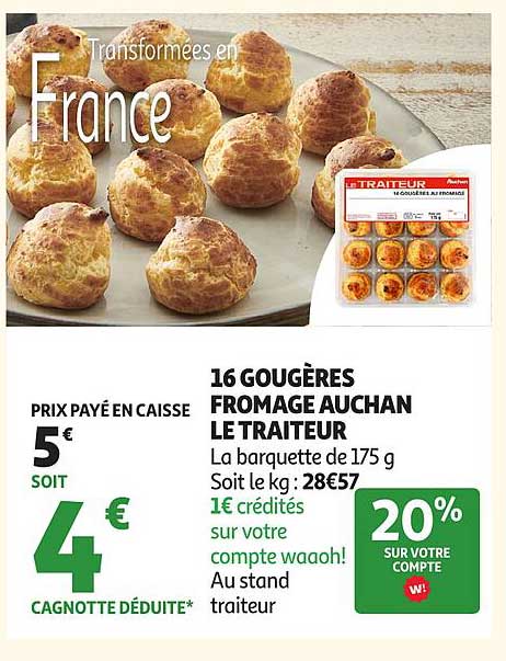 16 GOUJÈRES FROMAGE AUCHAN LE TRAITEUR