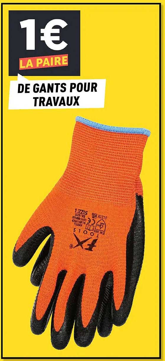 1€ LA PAIRE DE GANTS POUR TRAVAUX