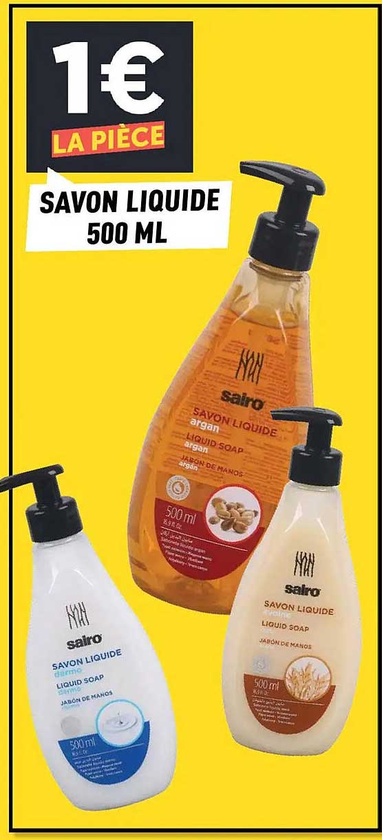 1€ LA PIÈCE SAVON LIQUIDE 500 ML