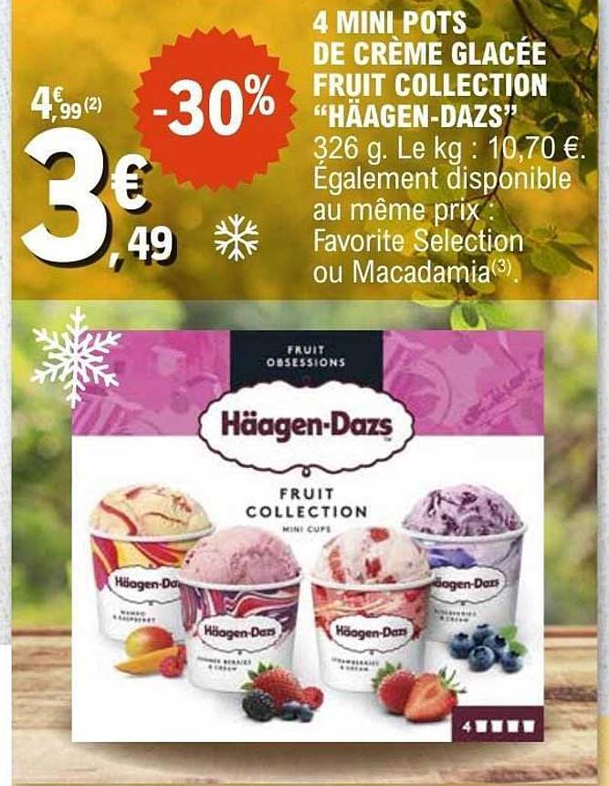 4 MINI POTS DE CRÈME GLACÉE FRUIT COLLECTION “HÄAGEN-DAZS”