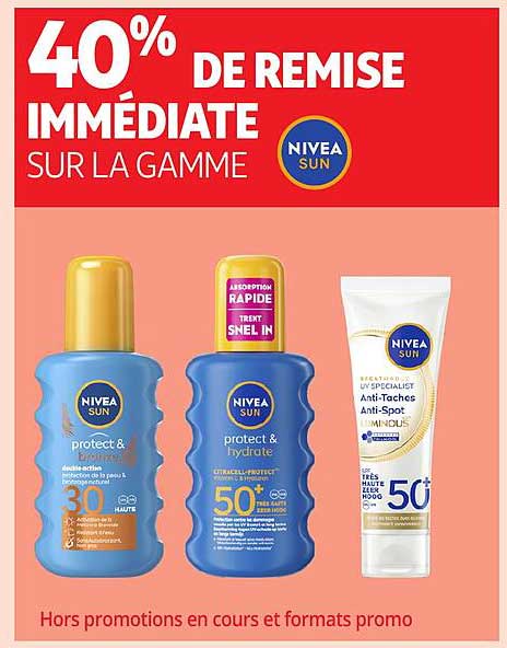 40% DE REMISE IMMÉDIATE SUR LA GAMME NIVEA SUN