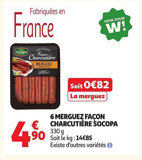 6 MERGUEZ FAÇON CHARCUTIÈRE SOCOPA