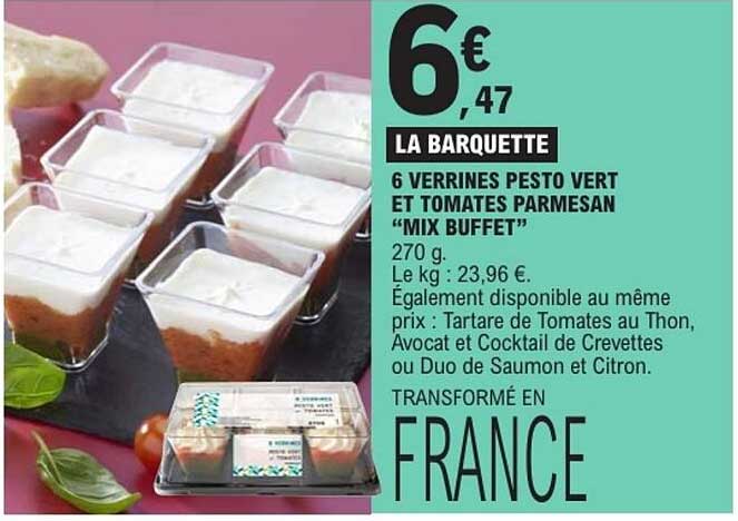 6 VERRINES PESTO VERT ET TOMATES PARMESAN "MIX BUFFET"