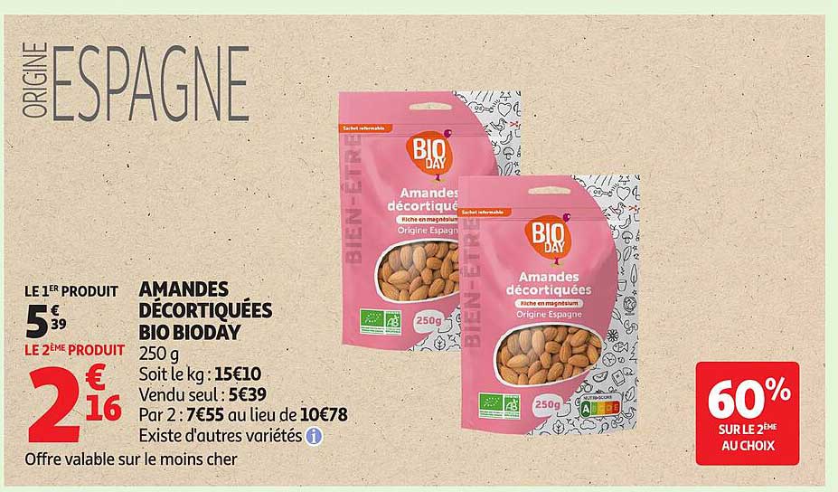 AMANDES DÉCORTIQUÉES BIO BIODAY