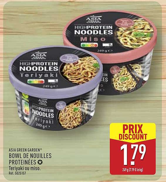 ASIA GREEN GARDEN® BOWL DE NOUILLES PROTÉINÉES Teriyaki ou miso.