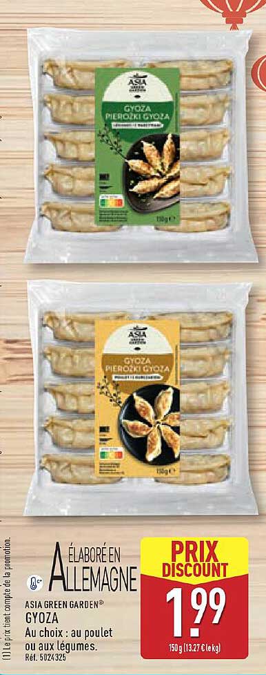 ASIA GREEN GARDEN® GYOZA Au choix : au poulet ou aux légumes.