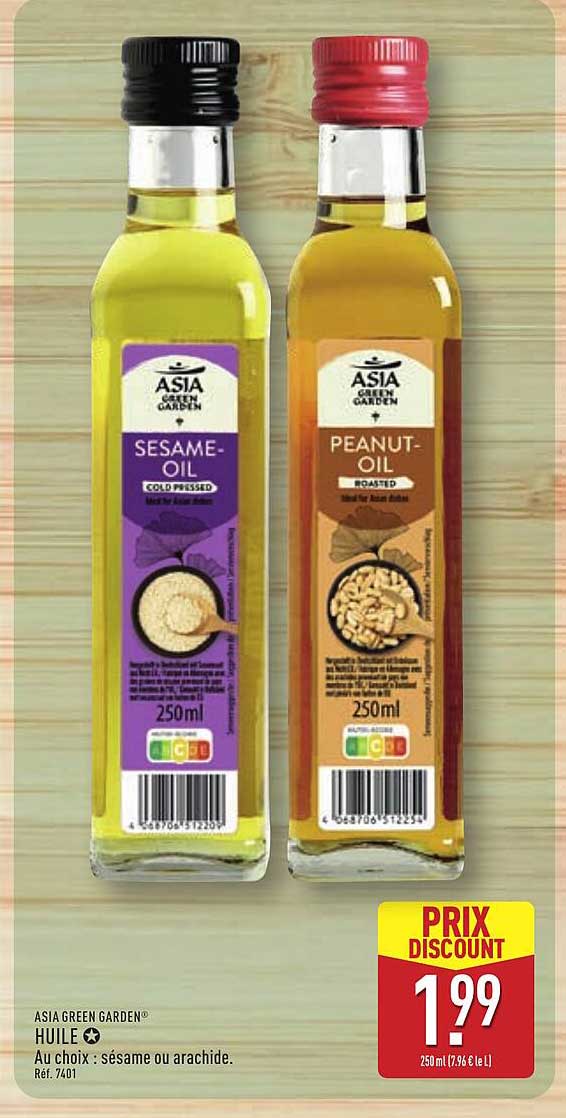 ASIA GREEN GARDEN® HUILE Au choix : sésame ou arachide. Réf. 7401