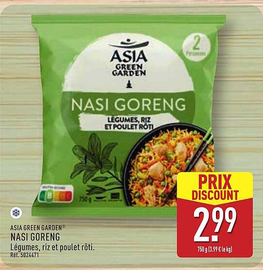ASIA GREEN GARDEN NASI GORENG Légumes, riz et poulet rôti.